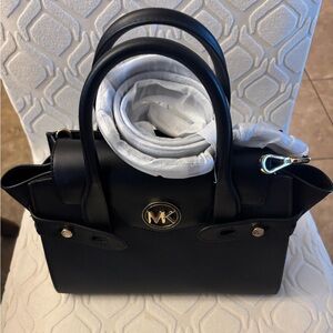 Michael Kors Black Satchel with Gold Accents
